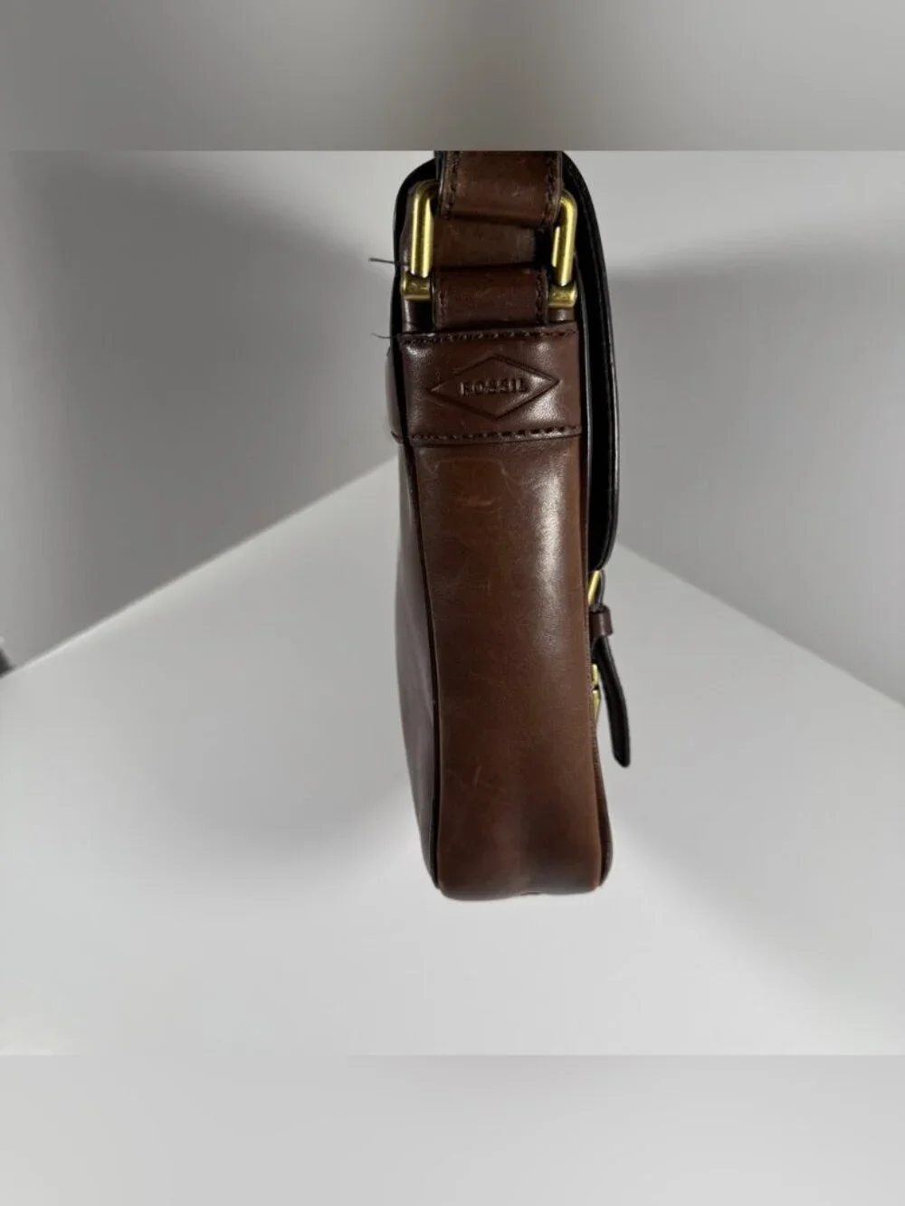 Fossil Brown Leather Messenger Bag Crossbody Men/Unisex City Bag Size